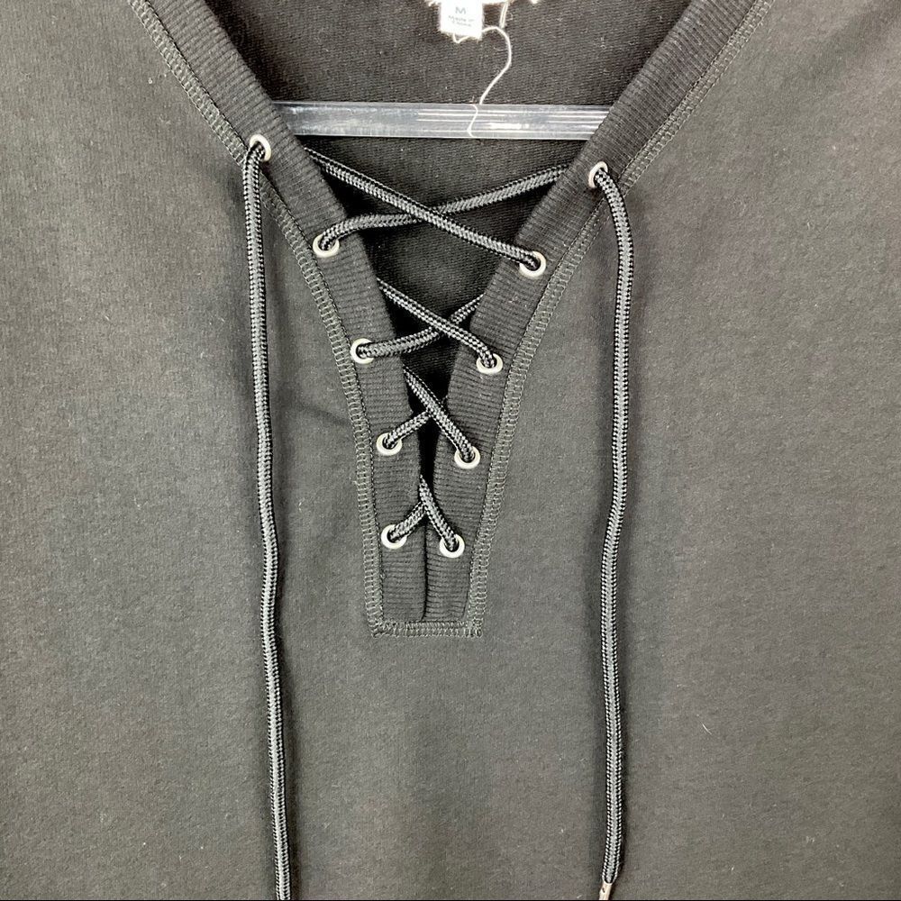 Cloud Chaser Black Lace Up Sweatshirt Medium - Picture 2 of 5